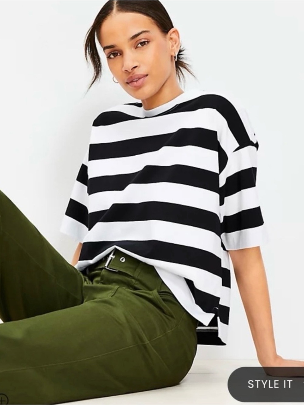 NWT  LOFT  Black & White Striped Tee - XS